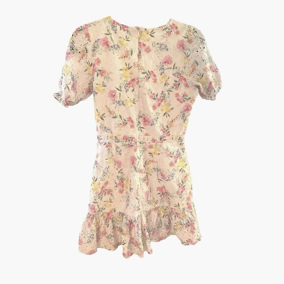 Yumi Kim Floral Eyelet Puff Sleeve Mini Dress Size 8 - Picture 6 of 13